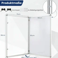 Abschließbarer Schaukasten Infokasten mit Magnetische und Beschreibbare Rückwand 90 x 65 cm