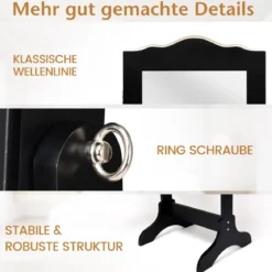 Abschließbarer Schmuckschrank mit Verstellbarem Winkel & Ganzkörperspiegel Schmuckregal