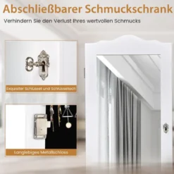 Abschließbarer Schmuckschrank mit Verstellbarem Winkel & Ganzkörperspiegel Schmuckregal