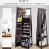 Abschließbarer Schmuckschrank mit Integriertem Schminkspiegel Verstellbaren Ablagen & Stauraum Dunkelbraun