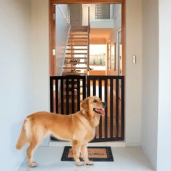 Absperrgitter Hunde 89 cm Hoch 2 Paneelen Schutzgitter Holz Klappbar (Braun-Verlängerung)