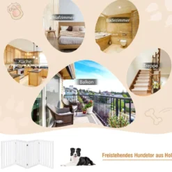 Absperrgitter Hunde 89cm Hoch 4 Paneelen Schutzgitter Holz Kklappbar Weiß