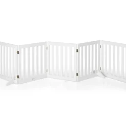 Absperrgitter Hunde 60cm Hoch Schutzgitter Holz Kindergitter klappbar Treppengitter Weiß (5 Paneelen)