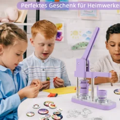 Abzeichenmaschine Button-Presse mit 500 Teilen 23 x 9 x 36 cm Lila