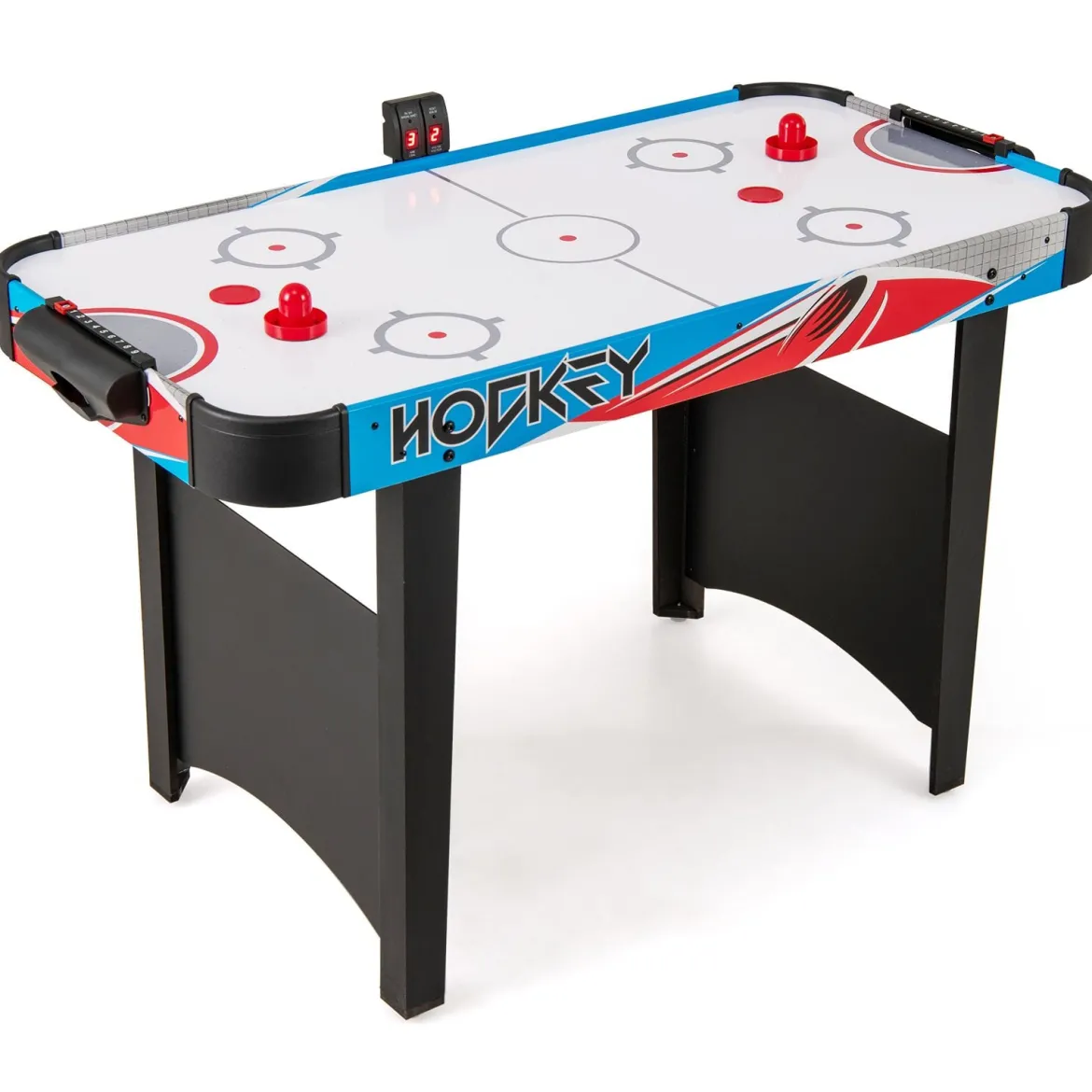 Airhockey Tisch Elektrisch Air Hockey Spieltisch mit LED-Anzeigetafel Lufthockey Tisch 130 x 61 x 76 cm