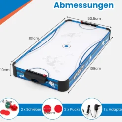 Airhockey Tisch mit 12V Motor & 2 Pucks & 2 Schieber Elektrischer Air Hockey Spieltisch Lufthockey