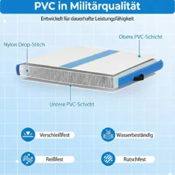 Airtrack Matte Aufblasbare Gymnastikmatte Tragbare Tumbling Matte mit Elektrischer Luftpumpe Blau + Grau