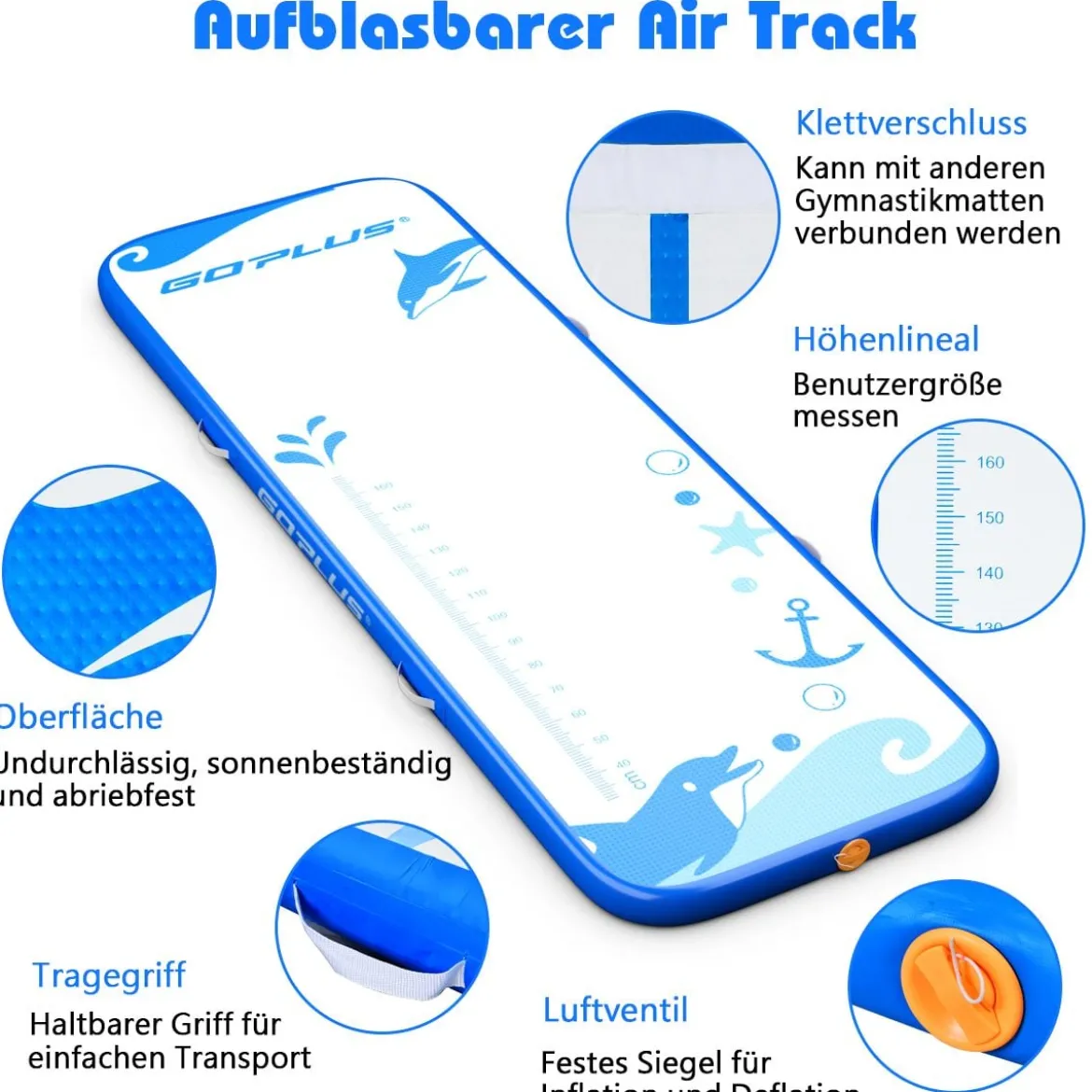 Air Track Weichbodenmatte Aufblasbare Turnmatte Trainingsmatte inkl. Elektrischer Pumpe 300 x 100 cm Farbwahl