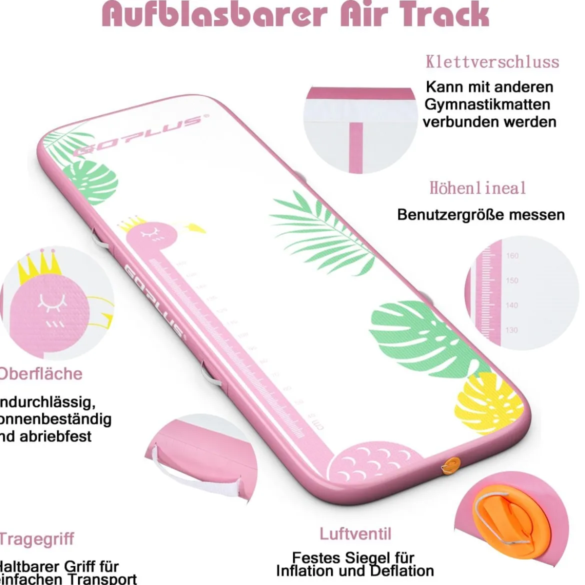 Air Track Weichbodenmatte Aufblasbare Turnmatte Trainingsmatte inkl. Elektrischer Pumpe 300 x 100 cm Farbwahl