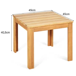 Akazienholz Beistelltisch mit Ölbehandelter Oberfläche Quadratischer & Robuster Kaffeetisch