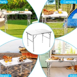 Aluminium-Klapptisch Multifunktionaler Camping-Tisch mit 3 einstellbaren Positionen Weiß