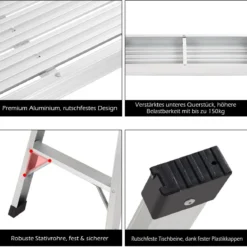 Aluminiumplattform Klappbare Werkbank Trittleiter Arbeitsbühne 150 kg