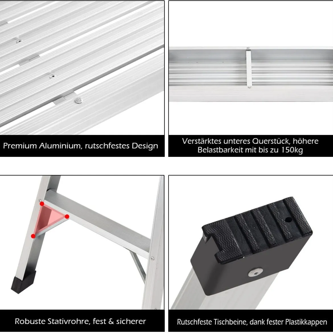 Aluminiumplattform Klappbare Werkbank Trittleiter Arbeitsbühne 150 kg