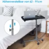 Anpassbarer Laptop Computertisch Laptoptisch mit 5 Rollen Höhe/Winkel verstellbar Silber + Schwarz