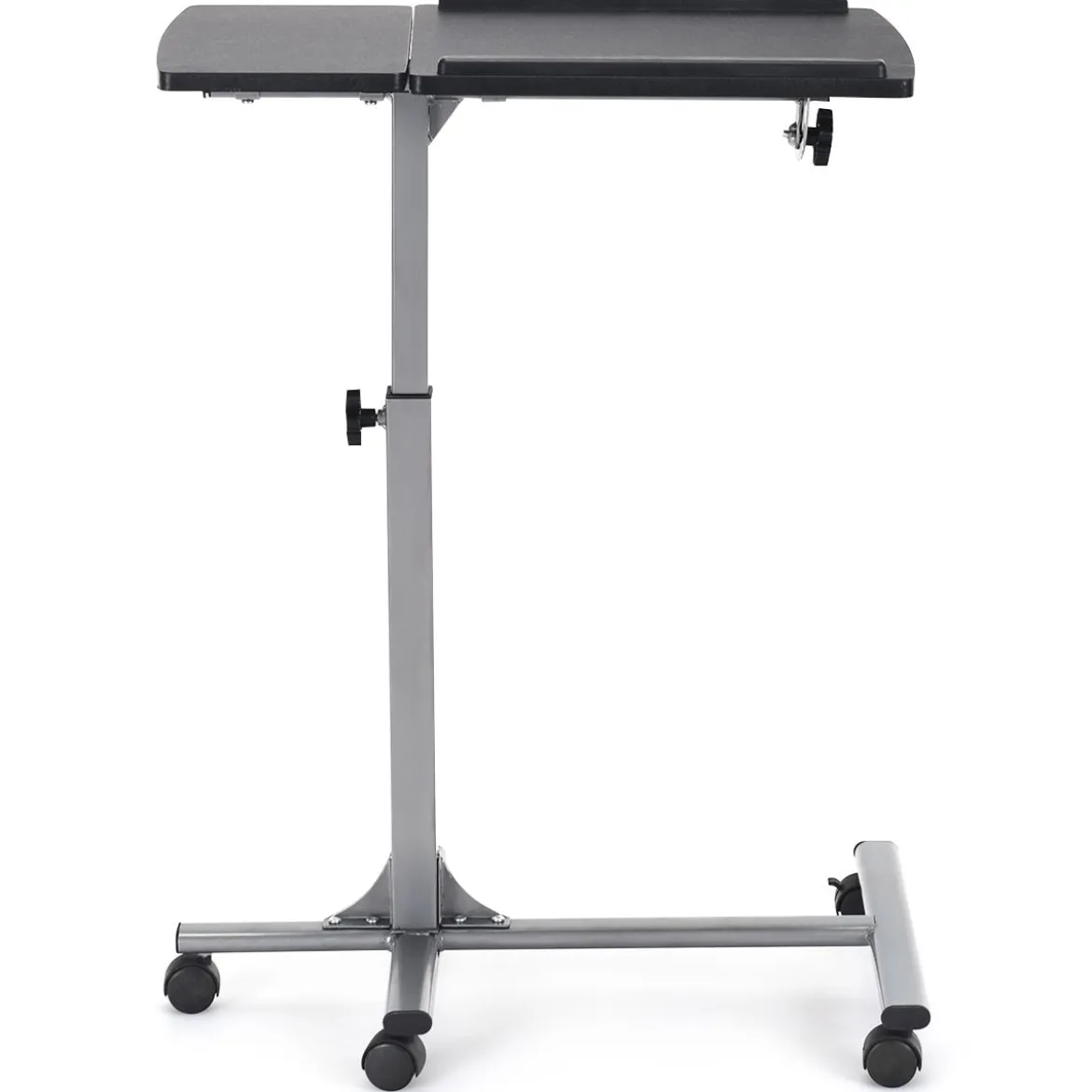 Anpassbarer Laptop Computertisch Laptoptisch mit 5 Rollen Höhe/Winkel verstellbar Silber + Schwarz