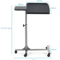 Anpassbarer Laptop Computertisch Laptoptisch mit 5 Rollen Höhe/Winkel verstellbar Silber + Schwarz