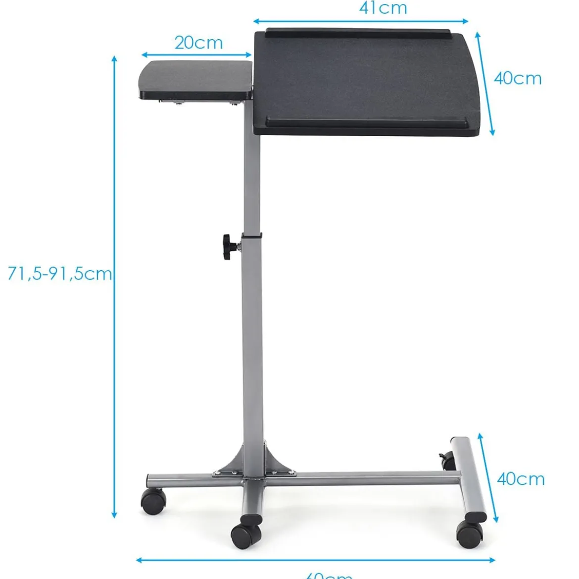 Anpassbarer Laptop Computertisch Laptoptisch mit 5 Rollen Höhe/Winkel verstellbar Silber + Schwarz