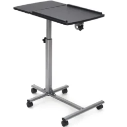 Anpassbarer Laptop Computertisch Laptoptisch mit 5 Rollen Höhe/Winkel verstellbar Silber + Schwarz