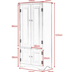 Antik Holz Highboard Hochschrank Kommode mit Verstellbaren Ablageboden