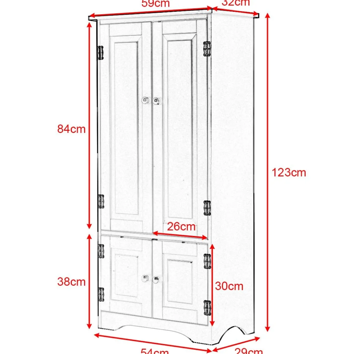 Antik Holz Highboard Hochschrank Kommode mit Verstellbaren Ablageboden