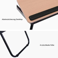 Arbeitstisch Laptoptisch Notebooktisch Betttisch Betttablett Tisch Faltbar Lapdecks Natur+Schwarz