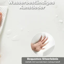 Armloser Schreibtischstuhl Kunstleder drehbarer Bürostuhl mit Höhenverstellung Wippfunktion Weiß