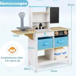 Arztpraxis-Spielset Holz-Medizinisches Zentrum mit Tafel Tierwaage Wasserhahn für Kinder ab 3 Jahren Weiß