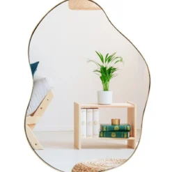 Asymmetrischer Wandspiegel mit Premium-Rückwand Unregelmäßig Geformter Wandspiegel 78 x 56,5 cm Schwarz/Golden