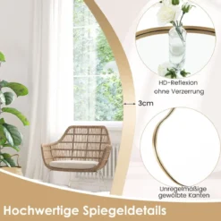 Asymmetrischer Wandspiegel mit Premium-Rückwand Unregelmäßig Geformter Wandspiegel 78 x 56,5 cm Schwarz/Golden
