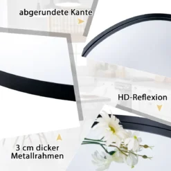 Asymmetrischer Wandspiegel mit Premium-Rückwand Unregelmäßig Geformter Wandspiegel 78 x 56,5 cm Schwarz/Golden