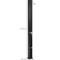 Außendusche 35 L Garten Solardusche Pooldusche mit zwei Wasserhähne 220 cm Schwarz kein Stromanschluss