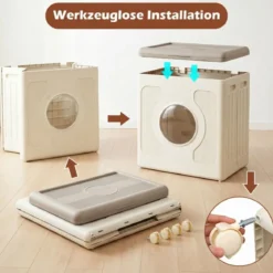 Aufbewahrungsbox für Kleidung mit Deckel und Rollen 122 L rollbarer Wäschekorb Grau