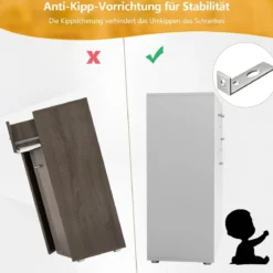 Aufbewahrungsschrank Freistehender Seitenschrank Bodenschrank mit Türen und Schubladen Weiß