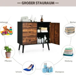 Aufbewahrungsschrank mit 3 Schubladen Holzschrank Kommode 80 x 40 x 76,5 cm Braun + Schwarz