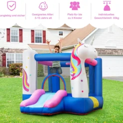 Aufblasbare Hüpfburg Einhorn mit Rutsche Kinder Spielburg 270 x 200 x 196 cm Bunt