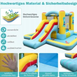 Aufblasbare Hüpfburg mit Rutsche & Tunnel & Basketballkorb & Ringwurfspiel Riesenschloss