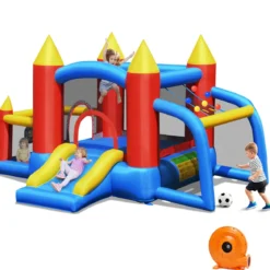 Aufblasbare Hüpfburg +450W Gebläse mit Rutsche Ozeanbälle 350 x 275 x 196 cm Bunt
