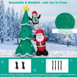 Aufblasbarer Weihnachtsdekoration Mit Mehrfarbigem Disco-Licht & 5 hellen LEDs 266 cm