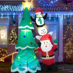 Aufblasbarer Weihnachtsdekoration Mit Mehrfarbigem Disco-Licht & 5 hellen LEDs 266 cm