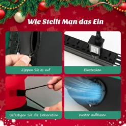 Aufblasbarer Weihnachtsmann im Hubschrauber mit Geschenk mit LED-Leuchten 190 x 130 x 120 cm