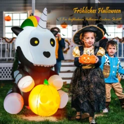 Aufblasbares Halloween-Einhorn-Skelett mit Kürbis Halloween-Dekoration 100 x 130 x 150 cm