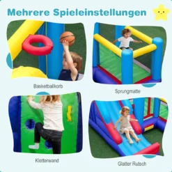 Aufblasbares Hüpfburg Schloss mit Kletterwand Rutsche und Basketballkorb aufblasbares Schloss mit Gebläse