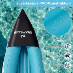 Aufblasbares Kajak Set für 2 Personen Schlauchkajak aus PVC mit 2 Aluminium-Paddel Pumpe bis zu 160 kg Belstbar
