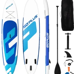 Aufblasbares Stand Up Board SUP Paddle Board mit Rucksack 305 x 76 x 15 cm Blau + Weiß
