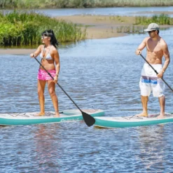 Aufblasbares Stand Up Paddle Board mit verstellbarem Aluminium-Paddel 320 x 76 x 15 cm Blau