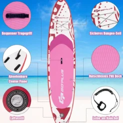 Aufblasbares Stand-up-Paddle-Board mit SUP-Zubehör Rucksack verstellbares Paddel 325 x 76 x 15 cm Rot