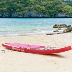 Aufblasbares Stand-up-Paddle-Board mit SUP-Zubehör Rucksack verstellbares Paddel 325 x 76 x 15 cm Rot