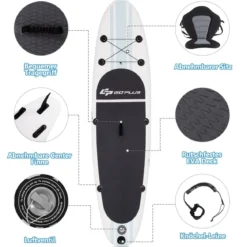 Aufblasbares Stand-up-Paddle-Board mit Rucksack Handpumpe verstellbares Paddel Sicherheitsleine Weiß