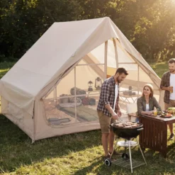 Aufblasbares Zelt für 4 Personen Campingzelt mit 2 Türen Mesh-Fenstern & Dachfenster