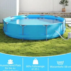 Aufstellpool 36 M x 76 CM Rund Außenrahmen mit Filterpumpe 6125 L Wasserkapazität Gartenpool für Erwachsene
